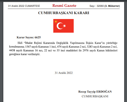 İthalat Rejimi Kararı 2023 Resmi Gazete