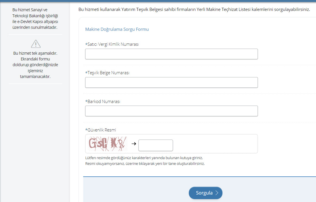 E-TUYS Makine Doğrulama Ekranı