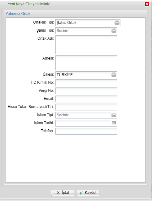 E-TUYS Ortak Bilgileri Giriş Ekranı