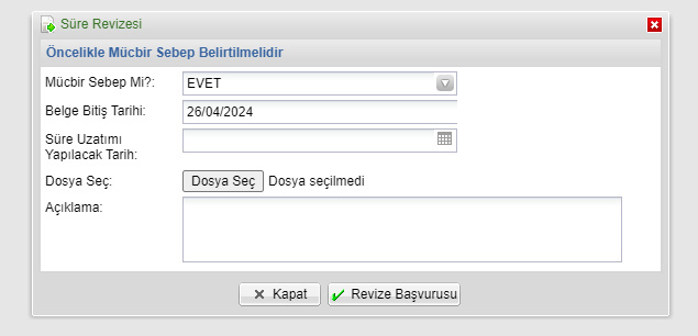 Yatırım Teşvik Belgesi Mücbir Sebep Süre Uzatım